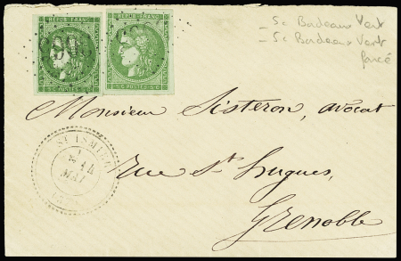 N°42B vert-jaune +42Ba vert-jaune foncé obl. GC sur