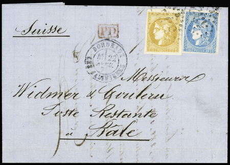 N°43B +46B obl. GC sur lettre de Bordeaux 22.04.1871