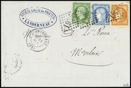 N°48 +60 +20 obl. GC 1934 sur lettre de Landerneau