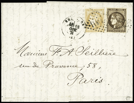 N°47 +43A obl. GC sur lettre de Cherbourg (Manche)