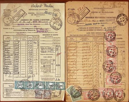 1931-1935, 18 bulletins de recouvrement, tous taxés
