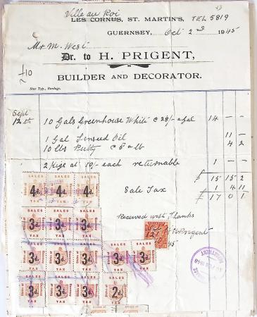 1945-1947, 11 factures avec fiscaux de valeurs diverses