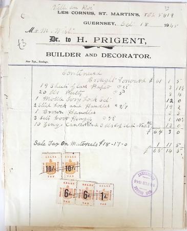 1945-1947, 11 factures avec fiscaux de valeurs diverses