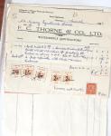 1945-1947, 11 factures avec fiscaux de valeurs diverses