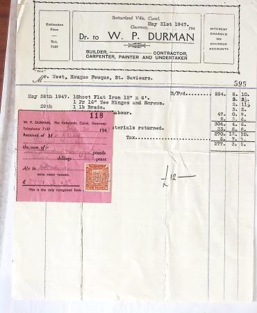 1945-1947, 11 factures avec fiscaux de valeurs diverses