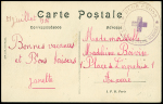 Carte postale d'Ozoir la Ferrière avec cachet violet "Blue cross pour les chevaux blessés" (1916)