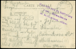 Carte postale en franchise avec griffe violette "Gepruft und zu befodern post-kommission Mulhausen els". TB