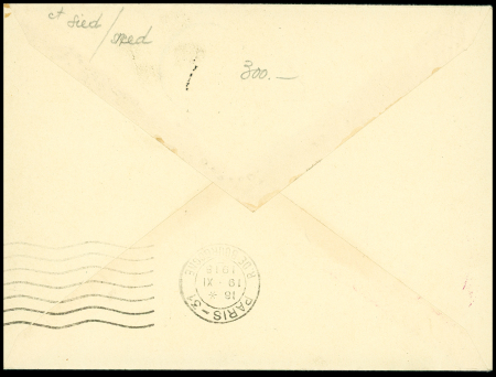 N°130 OBL cachet violet "Lille reconquis PTT Nord" sur lettre avec CAD "Lille Nord" (17.11.18) + cachet rouge