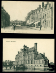 2 cartes postales en franchise avec griffe noire "Hopital VETre de Beaumont le Roger" et cachet violet avec déesse assise