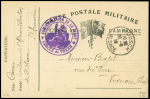 CPFM avec CAD "Moosch Alsace" (1916) + cachet violet avec déesse assise "Administration de la Fecht cercle de Thann". TB