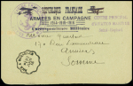 Carte lettre FM avec CAD convoyeur ligne "Nice à Marseille" (1916) et griffe violette "Centre d'aviation maritime Saint Raphaël". TB