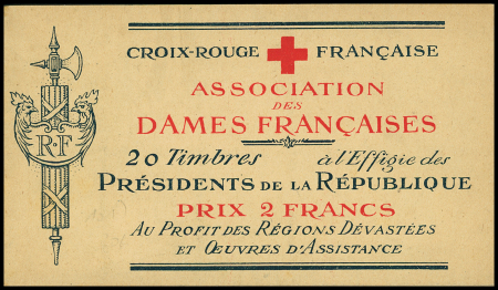 Carnet de la Croix-Rouge française de 20 vignettes des présidents de la République française. TB