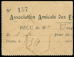 Morceau de reçu avec rare CAD hexagonal à cercle intérieur "Paris exposition 37" (28 sept 1900) frappé 6 fois. TB