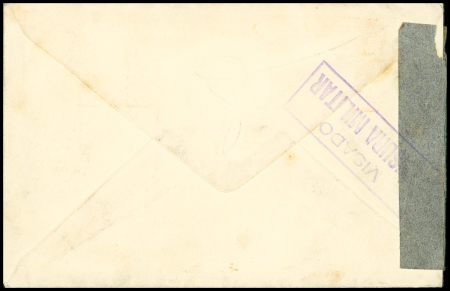 Lettre avec EMA rouge de Barcelone + CAD "Correo de Campanha BI E de CB movil" (sept 1938). TB
