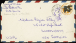 Entier postal aérogramme 6 cents orange USA avec surcharge RF type 4 de Bizerte OBL CAD "poste navale" (1.2.45) provenance croiseur léger Le Terrible.