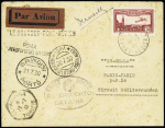20/26.11.1930 Tour de la Méditerranée. Lettre avec cachets des escales : Rome - Brindisi - Catane - El Aouina Tunisie - Alicante et signature de De Verneilh