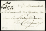 Cursive double "54 Baud Pontivy" (1825), ind 19. Jolie pièce