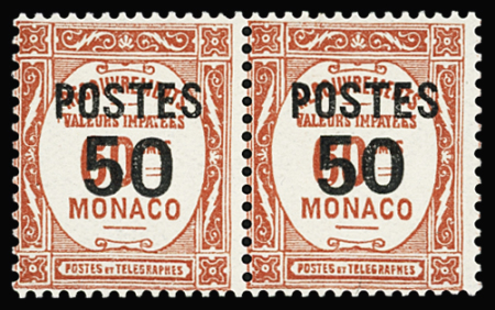 N°147a 50 sur 60c. rouge, variété PETIT 0 tenant à normal, neuf **, RR et TTB