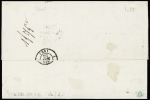 N°4 25c bleu, 4 ex. formant un BLOC de 4 obl. PC 1818 s. LAC, càd T15 LYON 13/5/52, TTB
