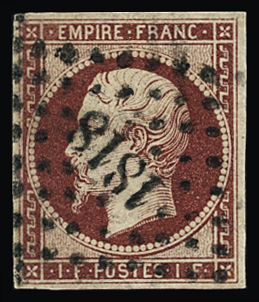 N°18a 1f carmin foncé, obl. PC 1818, TB