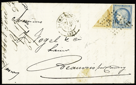 N°36 10c bistre COUPE pour faire 5c. + N°37 20c. bleu,