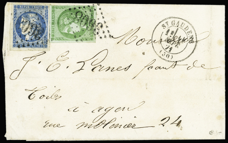 N°42B et 45A, 5c. vert R II et 20c. bleu T II R I, obl. GC 3608 s. LSC, càd T17 St GAUDENS 11/9/71, TTB. C, cote Maury 3350