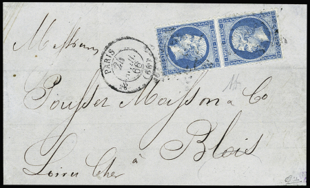 N°22b 20c bleu en paire tête-bêche verticale obl.