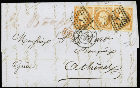 N°16 40c en bande de 3 sur lettre de Paris 28.09.60