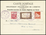 Algérie n°138 + 165 + 173 OBL Ajaccio Corse (6.12.