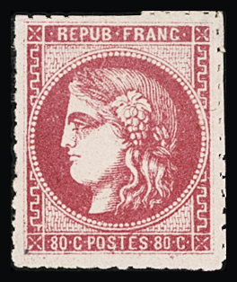 N°49 80c rose, percé en ligne, neuf (restant de gomme