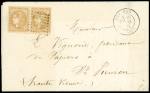N°43 en paire OBL losange évidée du GC 2049 + T17 Limoges (26 mars 71) sur lettre. TB