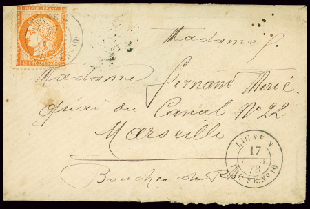 LIGNE V : N°38 40c orange (pd), obl.CàD Ligne V 17