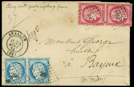 N°57 et 60 (les deux en paires) sur enveloppe chargée