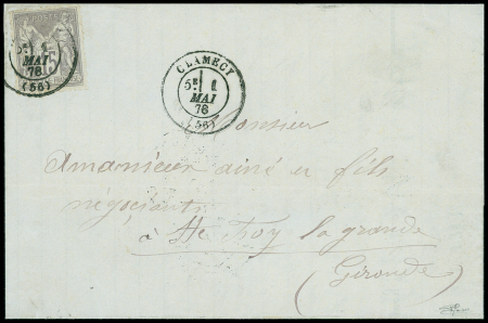 N°77 15c gris obl CàD Clamecy (Nièvre) du 1er mai 1876,