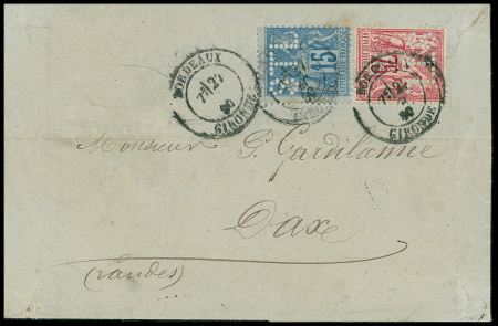 N°71 et 90 perforés STL et obl. CàD Bordeaux (Gironde)