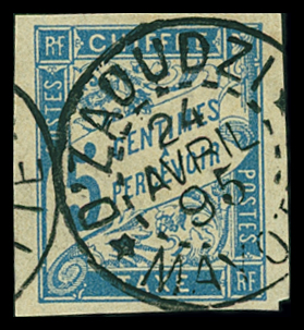 TAXE Col. Gen. N°18 5c bleu, obl. cad D'Zaoudzi-Mayotte,