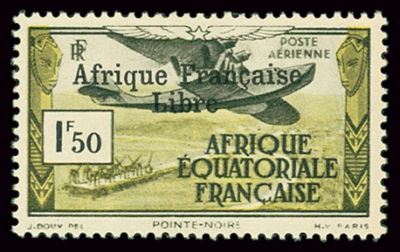 POSTE AERIENNE N°14 1f50 noir et jaune-olive, neuf