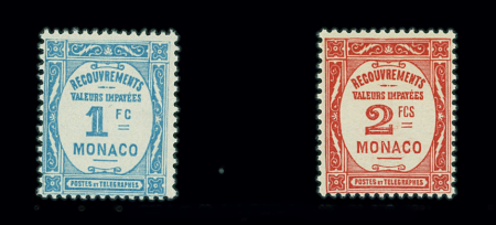TAXE N°27/28, 1f bleu clair et 2f rouge, neuf **, TB