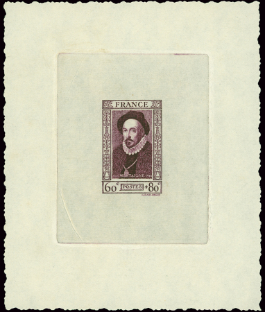 N°587 Montaigne, épreuve d'artiste en mauve, TTB