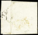 Cachet bleu "SAISIE EN FRAUDE TAXE DOUBLE" sur lettre