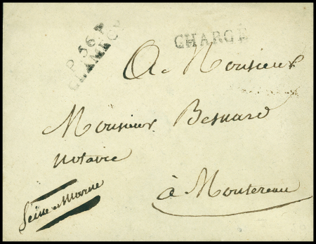 MP "P.56.P CLAMECY" + "CHARGE" sur enveloppe chargée