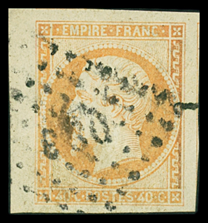 N°16 40c orange, deux nuances, tous les deux avec grandes