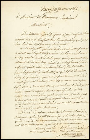 N°14 sur lettre avec T15 "Macon (70)" (3 janv 56) + taxe 30 double-trait + mention manuscrite "taxe pour timbres faux" + dossier de saisie comprenant 4 pièces, TB