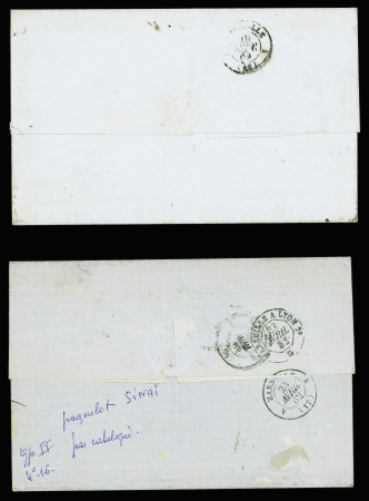 4 lettres AFF Empire ND (3) et dentelé (1) OBL ancre + CAD de paquebot : Phase - Sinaï - Gange et Carmel