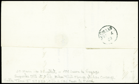 N°14 + 16 OBL PC 1495 noir + CAD rouge "bureau maritime Le Havre" (1856) sur lettre pour Lima (Pérou) avec arrivée