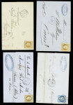 5 lettres AFF divers dont 1 AFF n°16 : n°23 OBL ancre + CAD "Moeris". N°31 OBL ancre + CAD rond 'Ligne U PAQ. FR N°4" (1869) sur lettre de Marseille pour Messine. N°60 OBL GC 2240 + CAD "Ligne U PAQ. FR N°2" (1869)
