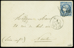 5 lettres AFF divers dont 1 AFF n°16 : n°23 OBL ancre + CAD "Moeris". N°31 OBL ancre + CAD rond 'Ligne U PAQ. FR N°4" (1869) sur lettre de Marseille pour Messine. N°60 OBL GC 2240 + CAD "Ligne U PAQ. FR N°2" (1869)