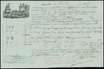 10 connaissements maritimes (1787 - 1878), la plupart illustrés de navires