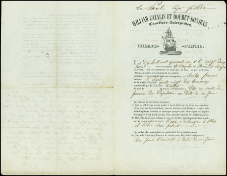 10 connaissements maritimes (1787 - 1878), la plupart illustrés de navires