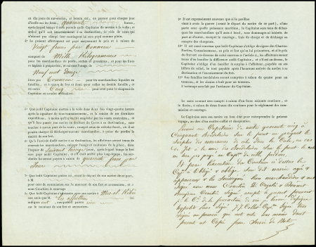 10 connaissements maritimes (1787 - 1878), la plupart illustrés de navires